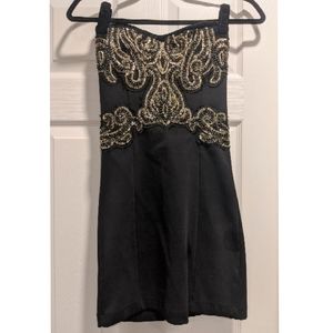 Free People Black Strapless Beaded Dress